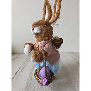 Vintage Pier 1 sisal bristle bunny rabbit chick basket bottle brush Easter